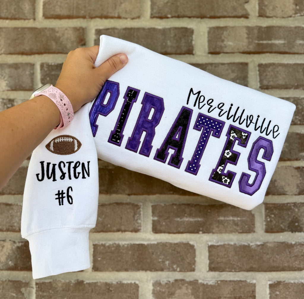 Merrillville Pirates Patchwork Crewneck